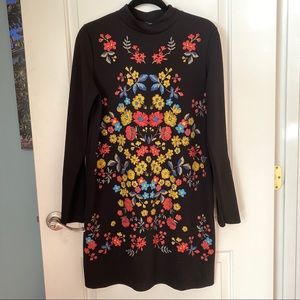 Zara Long Sleeve Dress w Rubberized Floral Print